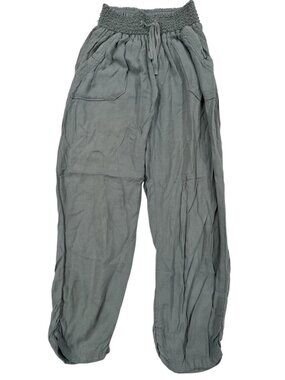 REWASH Brand Vintage Relaxed Fit Olive Green Smocked Waist Jogger Pants S